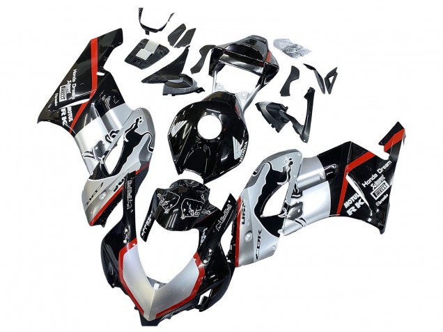 Carenagens Moto Honda CBR1000RR 2004-2005 - Prata Preto Brilhante Vermelho Listra