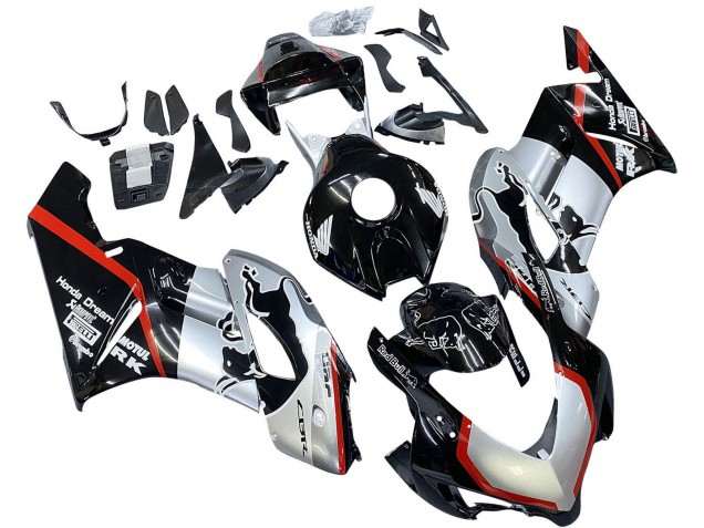Carenagens Moto Honda CBR1000RR 2004-2005 - Prata Preto Brilhante Vermelho Listra