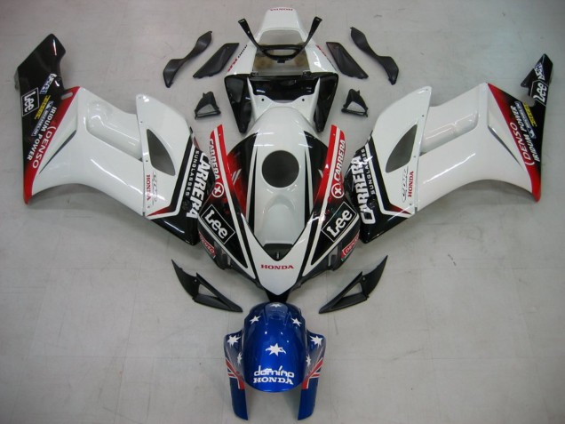 Carenagens Moto Honda CBR1000RR 2004-2005 - Branco Azul Vermelho Preto Brilhante Estrela Carrera Lee