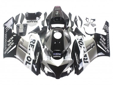 Kits Carenagem Moto Honda CBR1000RR 2004-2005 - Prata Branco Preto Brilhante Repsol