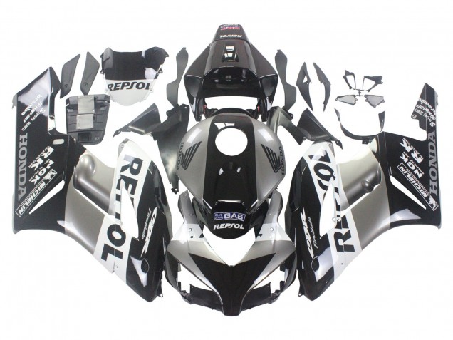 Kits Carenagem Moto Honda CBR1000RR 2004-2005 - Prata Branco Preto Brilhante Repsol