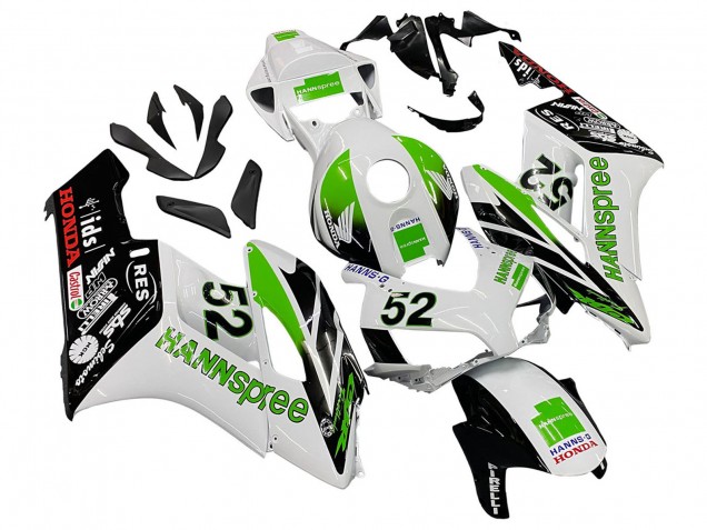 Carenagens Moto Honda CBR1000RR 2004-2005 - Branco Verde Preto Brilhante Hannspree 52
