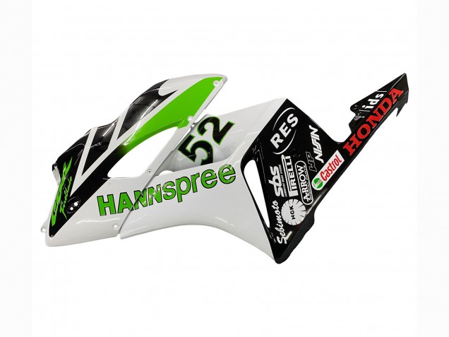 Carenagens Moto Honda CBR1000RR 2004-2005 - Branco Verde Preto Brilhante Hannspree 52