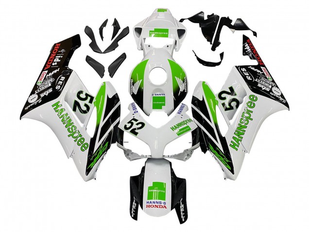 Carenagens Moto Honda CBR1000RR 2004-2005 - Branco Verde Preto Brilhante Hannspree 52