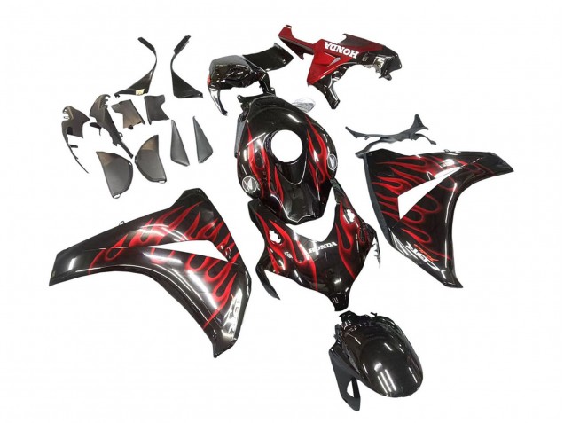 Carenagem Moto Honda CBR1000RR 2008-2011 - Preto Brilhante Vermelho Chama