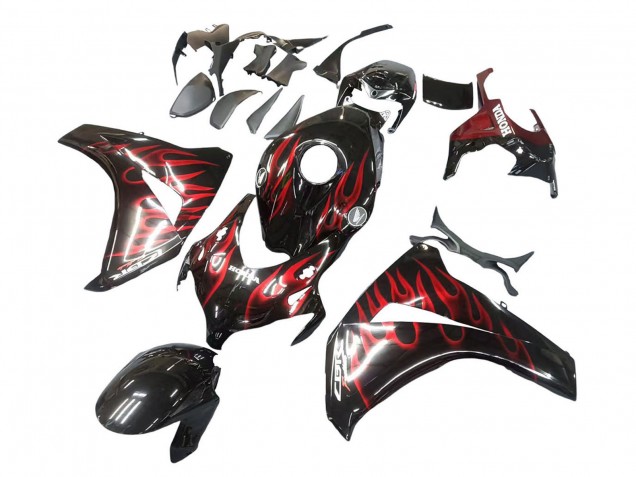 Carenagem Moto Honda CBR1000RR 2008-2011 - Preto Brilhante Vermelho Chama