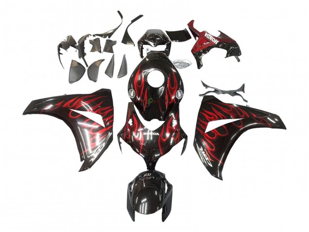 Carenagem Moto Honda CBR1000RR 2008-2011 - Preto Brilhante Vermelho Chama
