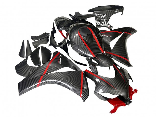 Carenagens Moto Honda CBR1000RR 2008-2011 - Preto Fibra de Carbono Vermelho