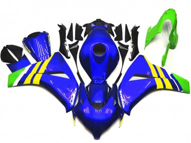 Carenagens Moto Honda CBR1000RR 2008-2011 - Azul Amarelo Branco Verde