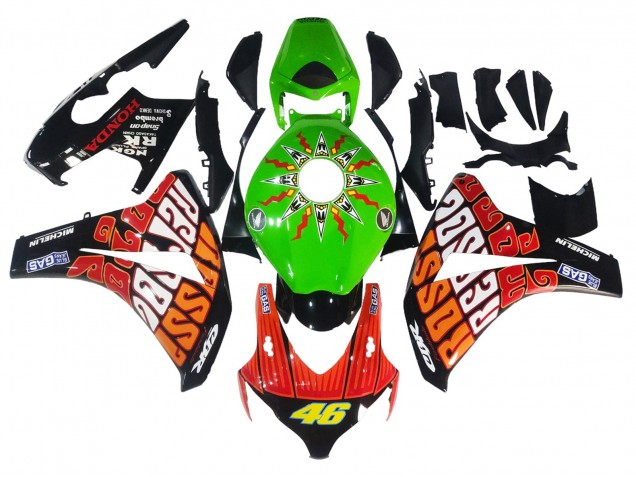Carenagens Moto Honda CBR1000RR 2008-2011 - Verde Laranja Preto Brilhante Rossi Michelin 46