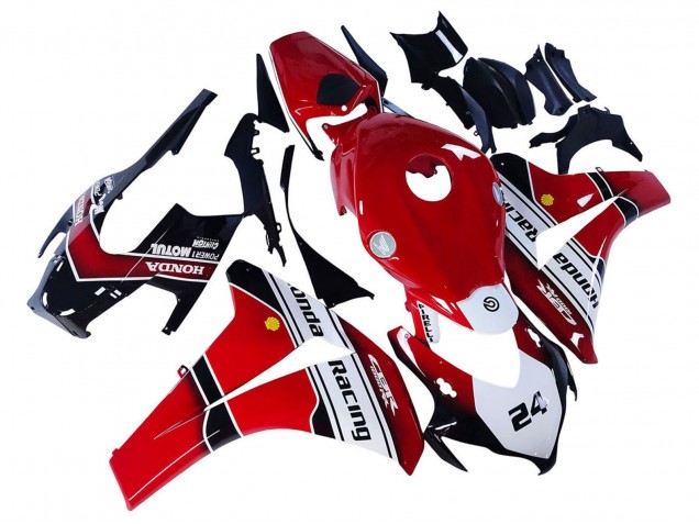 Carenagens Moto Honda CBR1000RR 2008-2011 - Branco Vermelho Preto Brilhante Corrida 24