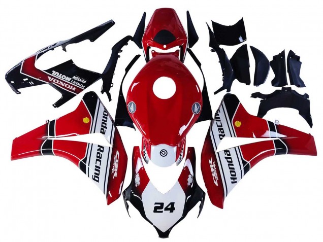 Carenagens Moto Honda CBR1000RR 2008-2011 - Branco Vermelho Preto Brilhante Corrida 24