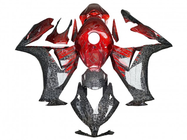 Carenagens Moto Honda CBR1000RR 2012-2016 - Vermelho Preto Forjado Fibra de Carbono