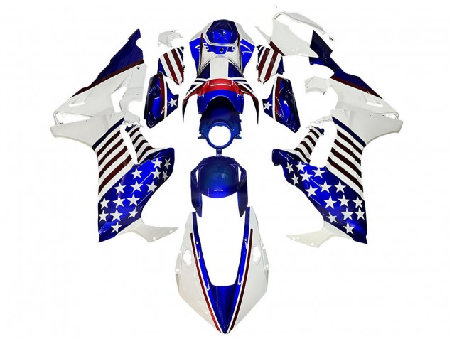 Carenagens Moto Honda CBR1000RR 2017-2023 - Branco Azul Vermelho Estrela