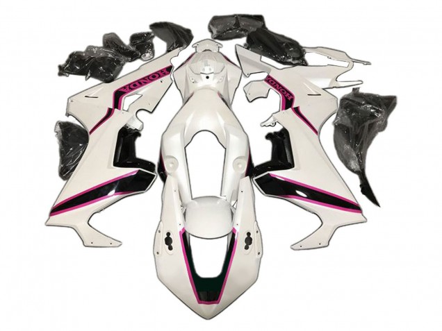 Carenagem Moto Honda CBR1000RR 2017-2023 - Branco Rosa Preto Brilhante