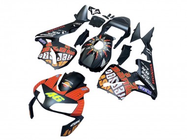 Carenagens Moto Honda CBR600RR 2003-2004 - Preto Fosco Laranja Repsol Rossi 46