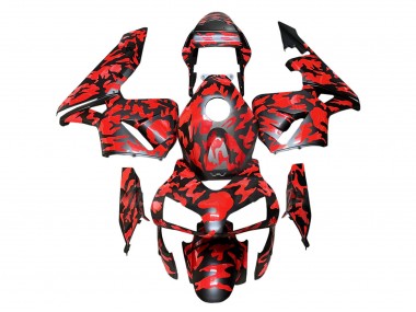 Carenagens Moto Honda CBR600RR 2003-2004 - Preto Vermelho Cinzento Camouflage