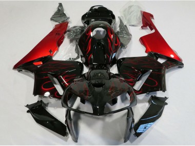 Carenagem Moto Honda CBR600RR 2005-2006 - Preto Brilhante Vermelho Chama
