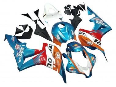 Carenagens Moto Honda CBR600RR 2007-2008 - Laranja Branco Vermelho Azul Repsol