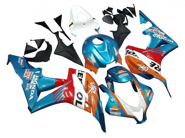 Carenagens Moto Honda CBR600RR 2007-2008 - Laranja Branco Vermelho Azul Repsol