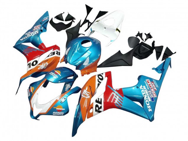 Carenagens Moto Honda CBR600RR 2007-2008 - Laranja Branco Vermelho Azul Repsol