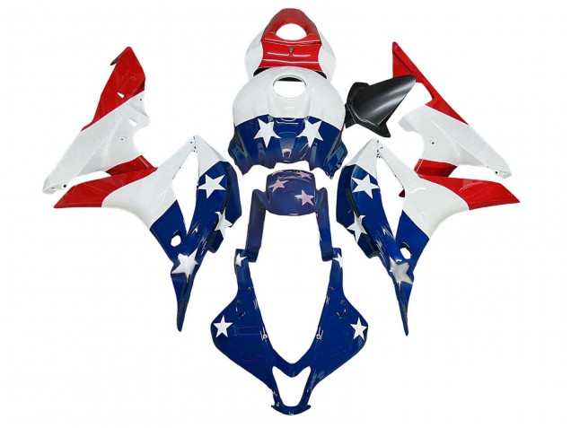 Carenagens Moto Honda CBR600RR 2007-2008 - Branco Azul Vermelho Estrela