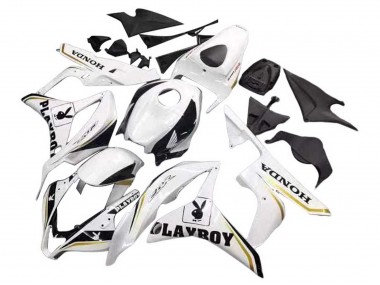 Carenagem Moto Honda CBR600RR 2007-2008 - Branco Ouro Preto Brilhante Playboy