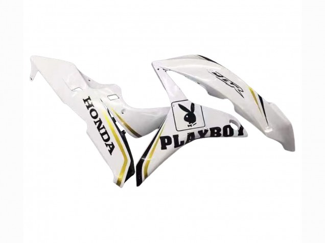 Carenagem Moto Honda CBR600RR 2007-2008 - Branco Ouro Preto Brilhante Playboy