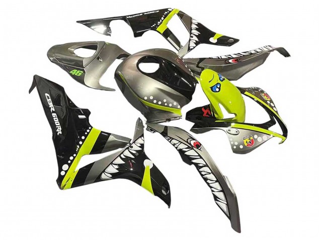 Carenagens Moto Honda CBR600RR 2007-2008 - Cinzento Fluorescent Amarelo Tubarão