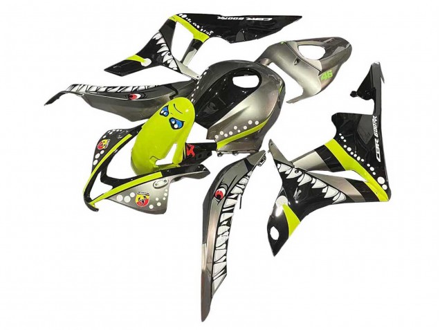 Carenagens Moto Honda CBR600RR 2007-2008 - Cinzento Fluorescent Amarelo Tubarão
