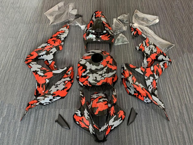 Carenagens Moto Honda CBR600RR 2007-2008 - Vermelho Cinzento Camouflage