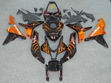 Carenagens Moto Honda CBR600RR 2007-2008 - Preto Brilhante Laranja Chama