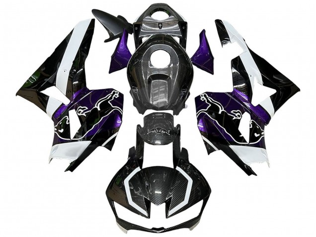 Carenagens Moto Honda CBR600RR 2013-2023 - Preto Fibra de Carbono Branco Roxo Red Bull