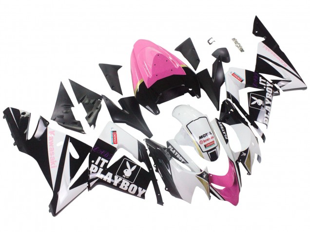 Carenagens Moto Kawasaki ZX10R 2004-2005 - Preto Rosa Branco Playboy Motul