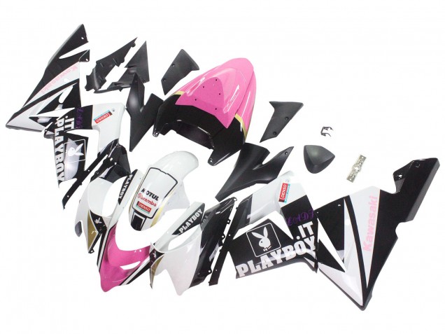 Carenagens Moto Kawasaki ZX10R 2004-2005 - Preto Rosa Branco Playboy Motul