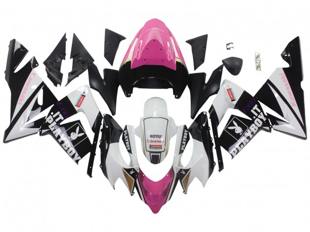 Carenagens Moto Kawasaki ZX10R 2004-2005 - Preto Rosa Branco Playboy Motul