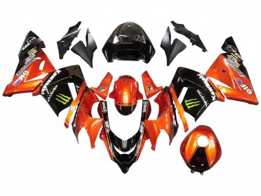 Carenagens Moto Kawasaki ZX10R 2004-2005 - Burnt Laranja Preto Monstro Elf