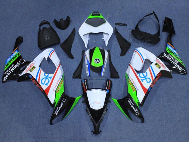 Carenagens Moto Kawasaki ZX10R 2008-2010 - Branco Verde Fluorescente Vermelho Preto