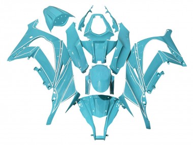 Carenagens Moto Kawasaki ZX10R 2008-2010 - Azul Claro Branco Linha