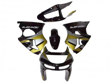 Carenagens Moto Kawasaki ZX6R 1998-1999 - Preto Brilhante Prata Amarelo
