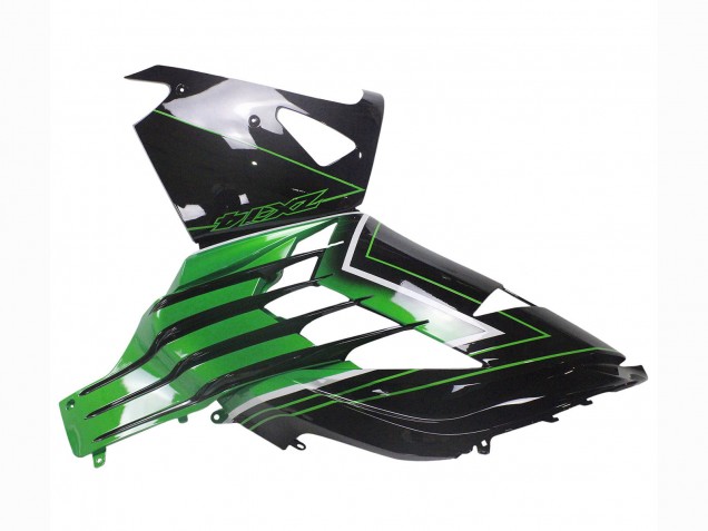 Carenagens Moto Kawasaki ZX14R ZZR1400 2012-2024 - Verde Preto Brilhante Listra