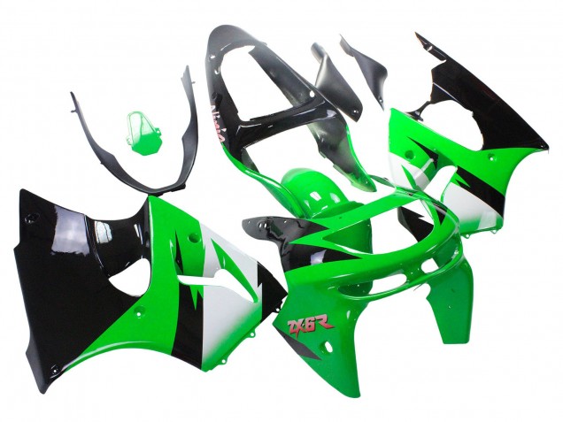 Carenagens Moto Kawasaki ZX6R 1998-1999 - Verde Branco Preto Brilhante