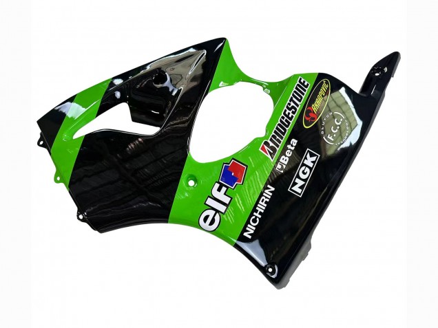 Carenagens Moto Kawasaki ZX6R 1998-1999 - Verde Preto Brilhante Elf Bridgestone