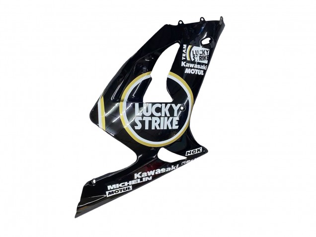 Carenagens Moto Kawasaki ZX6R 2003-2004 - Preto Brilhante Branco Motul Lucky Strike