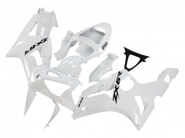 Carenagens Moto Kawasaki ZX6R 2003-2004 - Branco Preto Decalques
