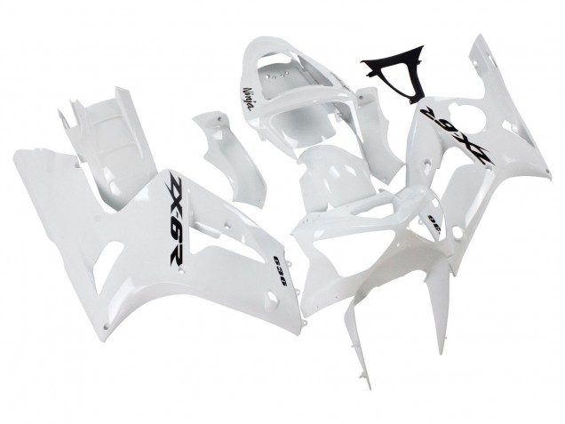 Carenagens Moto Kawasaki ZX6R 2003-2004 - Branco Preto Decalques