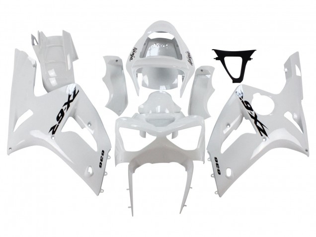 Carenagens Moto Kawasaki ZX6R 2003-2004 - Branco Preto Decalques