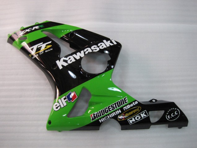 Carenagens Moto Kawasaki ZX6R 2003-2004 - Verde Preto Elf Bridgestone