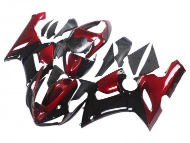 Carenagem Moto Kawasaki ZX6R 2005-2006 - Vermelho Preto Brilhante