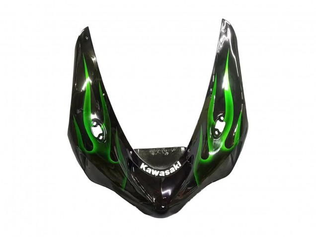 Carenagem Moto Kawasaki ZX6R 2005-2006 - Preto Brilhante Verde Chama